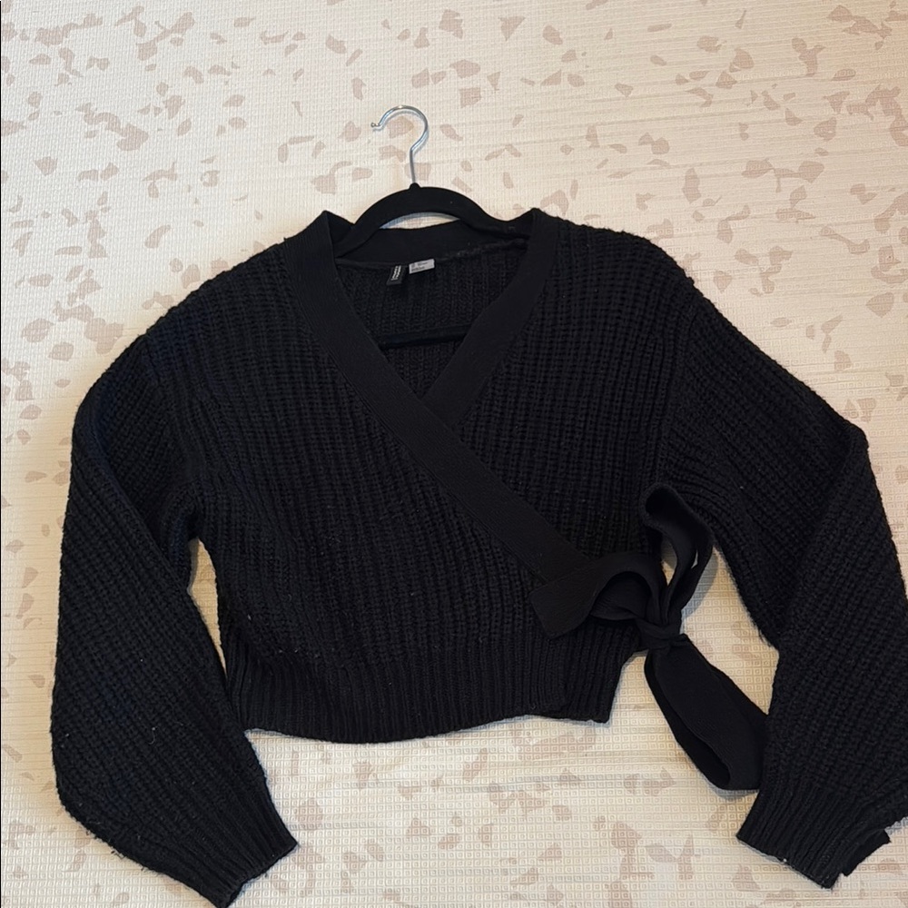 Black wrap sweater